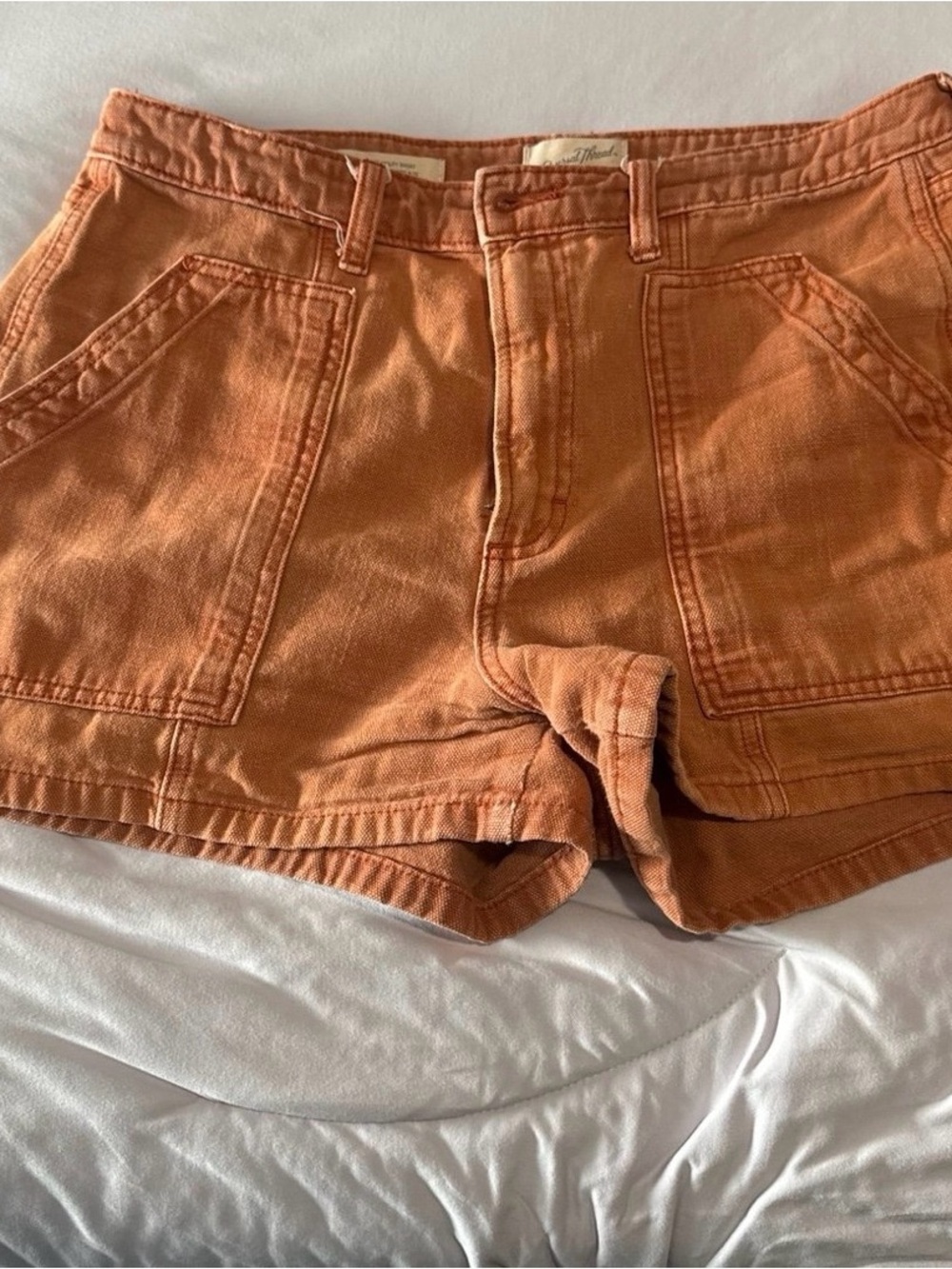 Universal Thread Washed Rust Orange Denim Utility Shorts